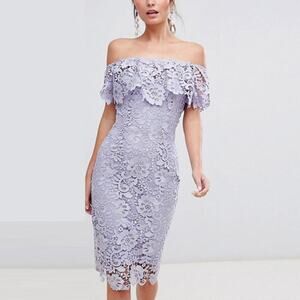 Paper Dolls London Lavender Lace Midi Dress Size US 4